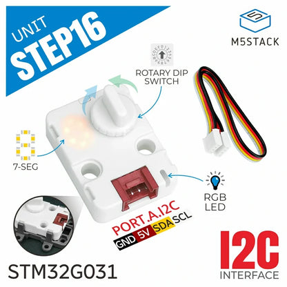 Step16 Unit with 16-bit Rotary Encoder (GSMR-16) - m5stack-store