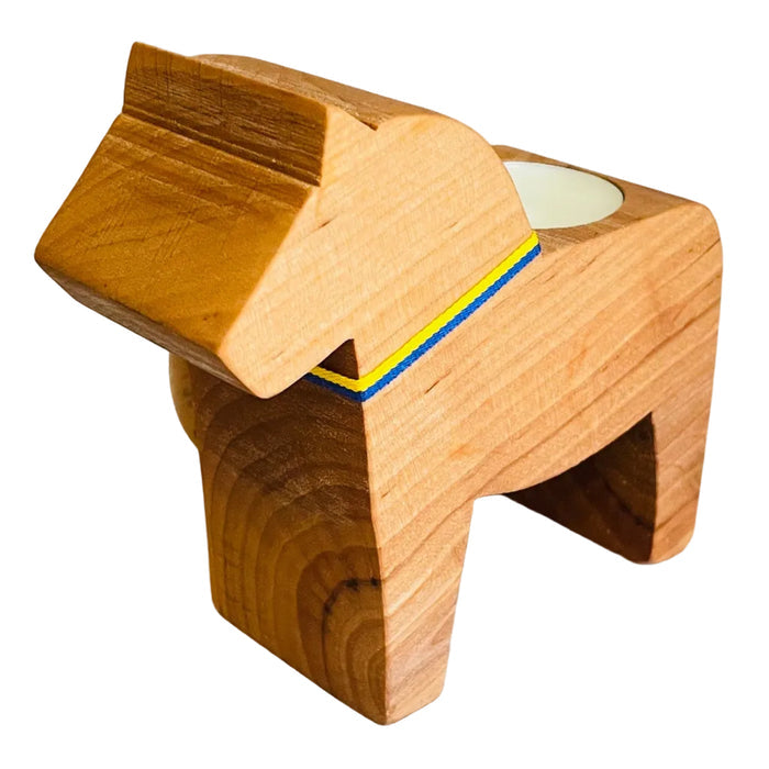 Swedish wood Dala horse candle holder