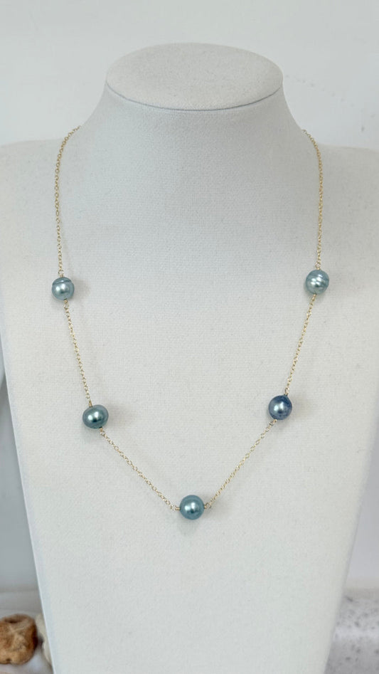 Tahitian pearl station necklace
