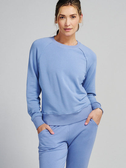 Tasc Womens Varsity Sweatshirt Apparel Tasc Bluestone XSmall