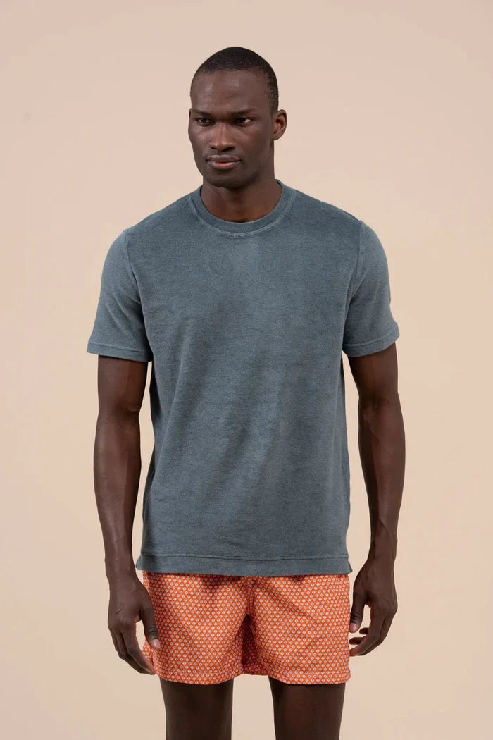 T-shirts Fedeli Terry Crew Neck T-shirt Bright Blue Apoella