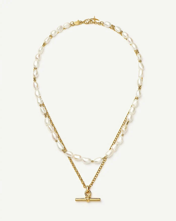 The Andy T-Bar Necklace Set | 18ct Gold Plated/Pearl Necklaces Missoma