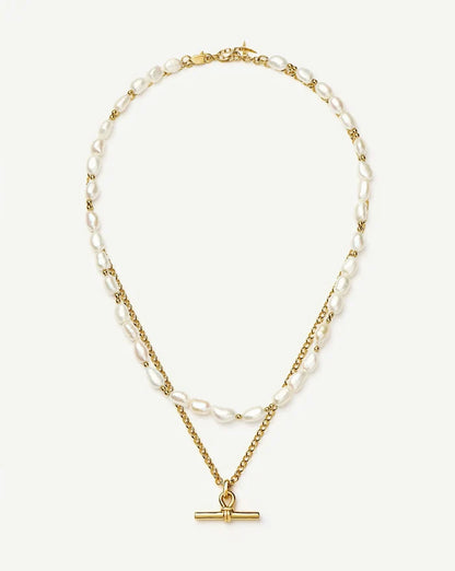 The Andy T-Bar Necklace Set | 18ct Gold Plated/Pearl Necklaces Missoma