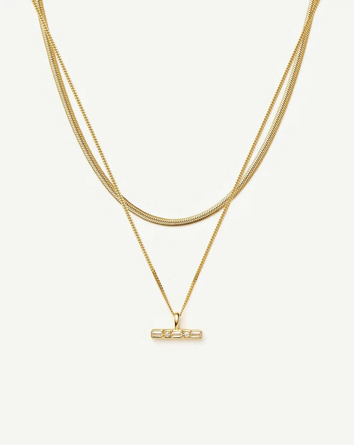 Lucy Williams T-Bar & Thin Snake Chain Necklace Set | 18ct Gold Vermeil/18ct Gold Plated Necklaces Missoma