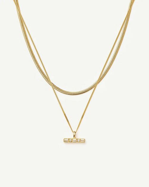 Lucy Williams T-Bar & Thin Snake Chain Necklace Set | 18ct Gold Vermeil/18ct Gold Plated Necklaces Missoma