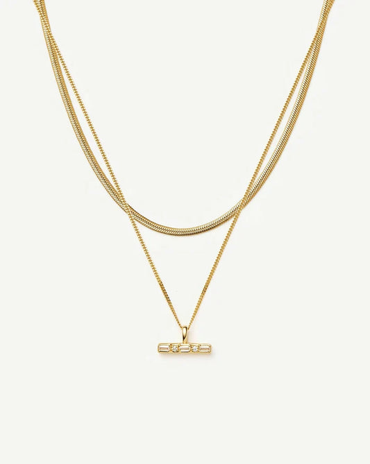 Lucy Williams T-Bar & Thin Snake Chain Necklace Set | 18ct Gold Vermeil/18ct Gold Plated Necklaces Missoma