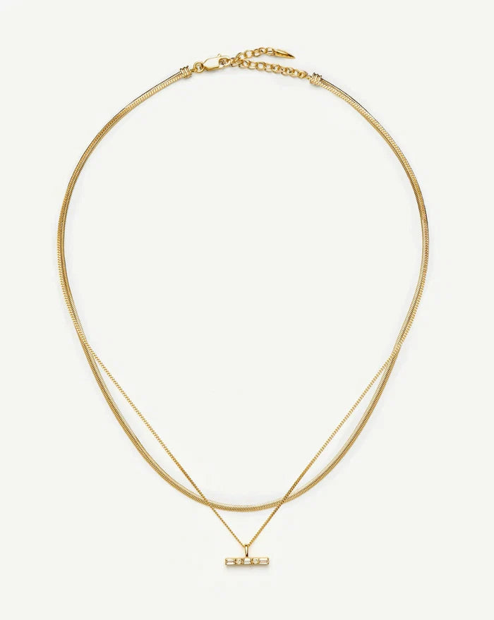 Lucy Williams T-Bar & Thin Snake Chain Necklace Set | 18ct Gold Vermeil/18ct Gold Plated Necklaces Missoma