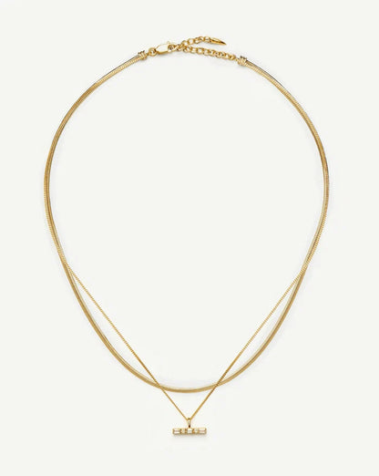 Lucy Williams T-Bar & Thin Snake Chain Necklace Set | 18ct Gold Vermeil/18ct Gold Plated Necklaces Missoma