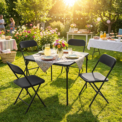 The Garden Collection Folding Table & 4 Chairs - Black