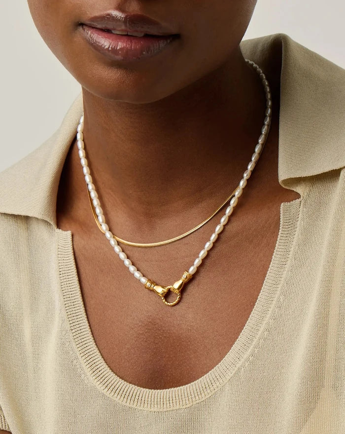 Harris Reed In Good Hands & Snake Chain Necklace Set | 18ct Gold Plated/Pearl & Black Onyx Necklaces Missoma