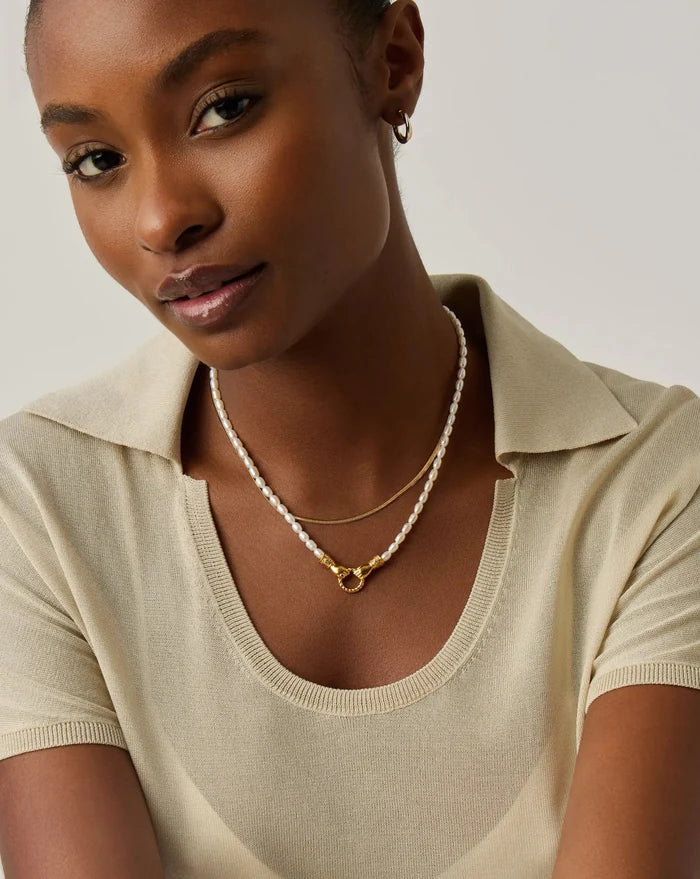 Harris Reed In Good Hands & Snake Chain Necklace Set | 18ct Gold Plated/Pearl & Black Onyx Necklaces Missoma