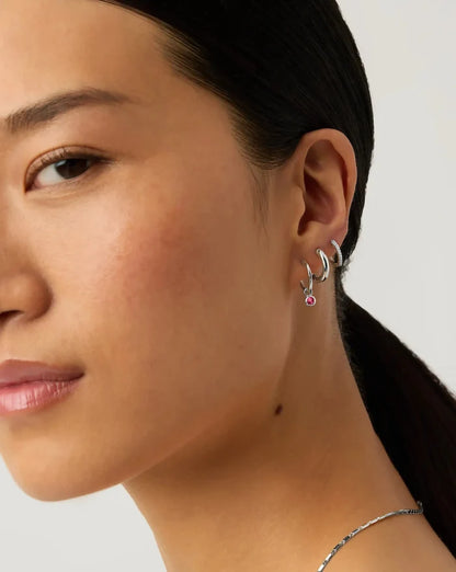 July Birthstone Necklace & Charm Earrings Set | Sterling Silver/Glass Filled Ruby Necklaces Missoma