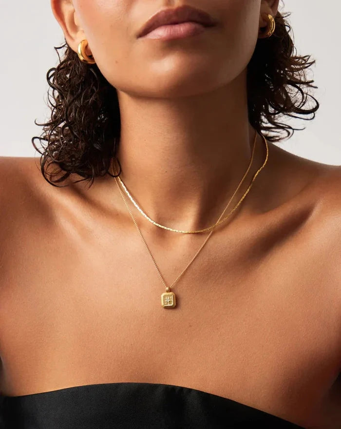 March Birthstone Necklace & Charm Earrings Set | 18ct Gold Vermeil/Milky Aquamarine Necklaces Missoma