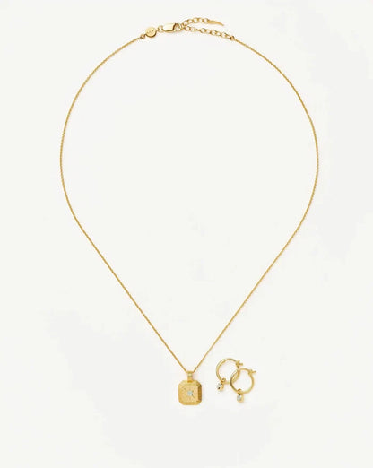 March Birthstone Necklace & Charm Earrings Set | 18ct Gold Vermeil/Milky Aquamarine Necklaces Missoma