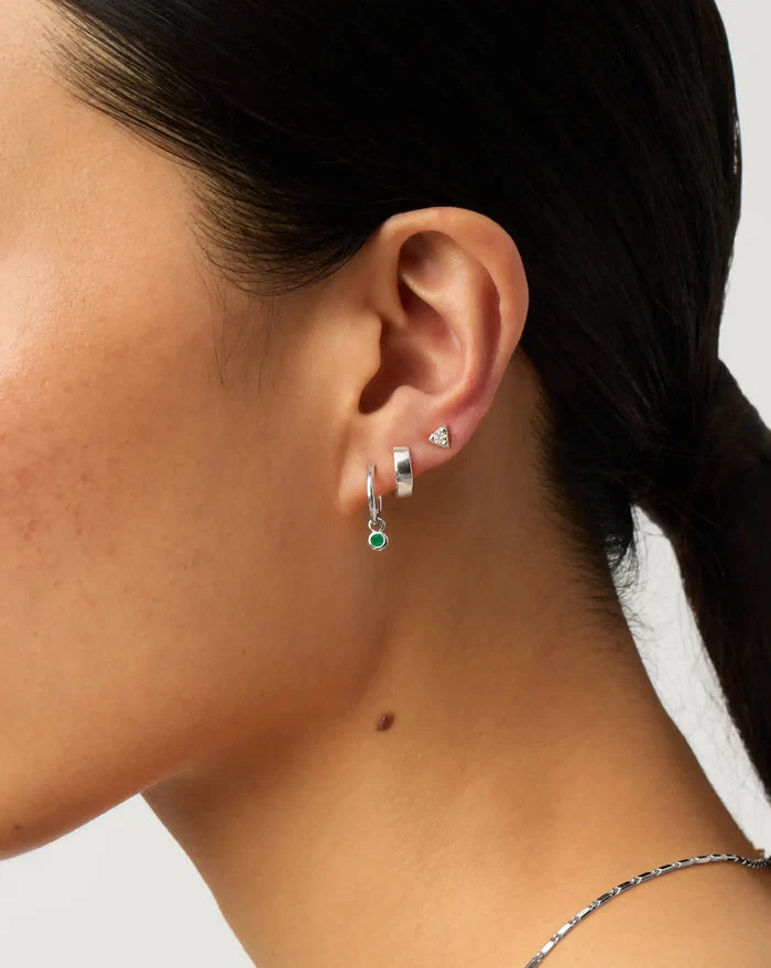 May Birthstone Necklace & Charm Earrings Set | Sterling Silver/Green Onyx Necklaces Missoma