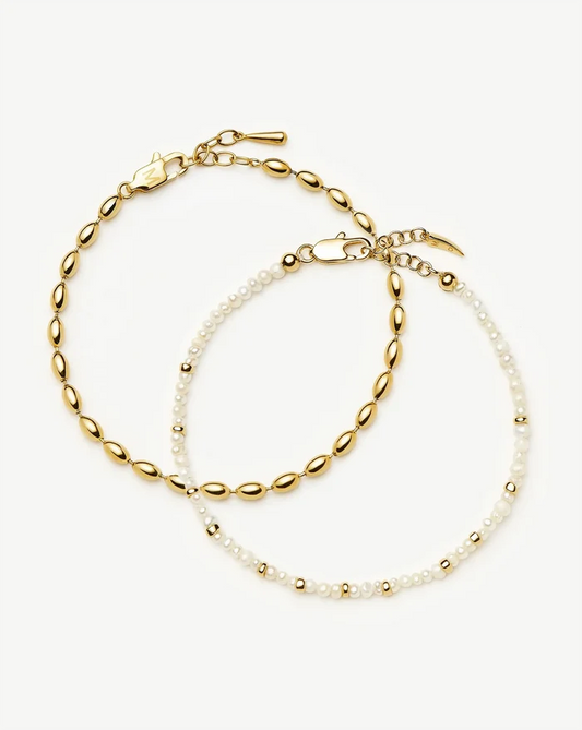 The Pearl-fect Bracelet Set | 18ct Gold Plated Bracelets Missoma