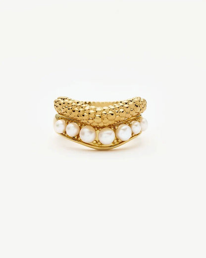 Pearl Baya Stacking Ring Set | 18ct Gold Plated/Pearl Rings Missoma