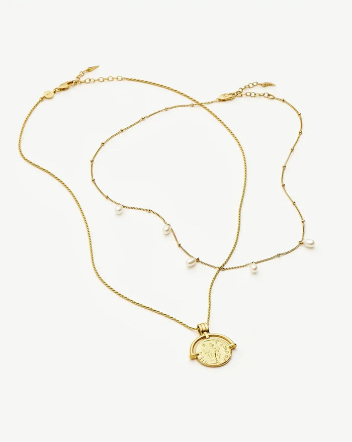 Lucy Williams Roman Arc & Pearl Necklace Set | 18ct Gold Vermeil-18ct Gold Plated/Pearl Necklaces Missoma
