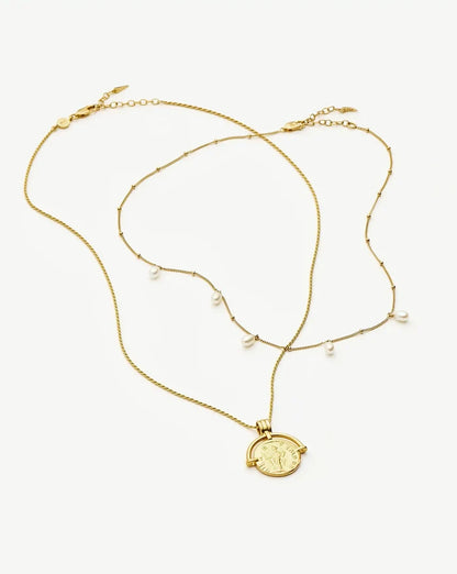 Lucy Williams Roman Arc & Pearl Necklace Set | 18ct Gold Vermeil-18ct Gold Plated/Pearl Necklaces Missoma