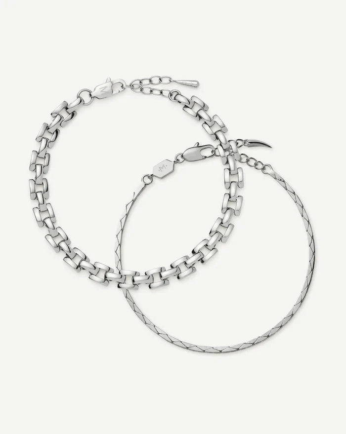 The Timeless Bracelet Set | Sterling Silver/Platinum Plated Bracelets Missoma