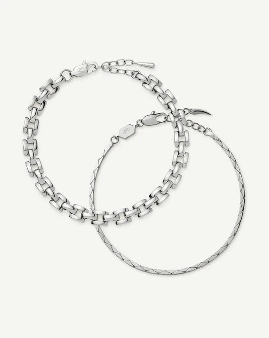 The Timeless Bracelet Set | Sterling Silver/Platinum Plated Bracelets Missoma