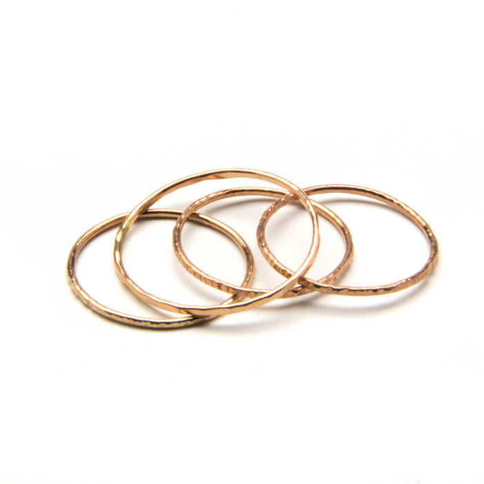 Rose Gold Hammered Stack Ring
