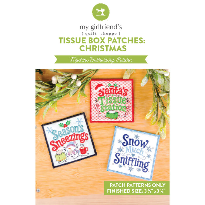 Tissue Box Patches: Christmas (Downloadable Machine Embroidery Design)