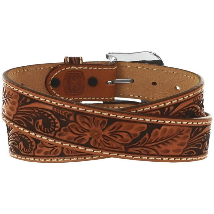 Tony Lama Men - Floral Filigree Tooled Western Belt (Tan) C40064