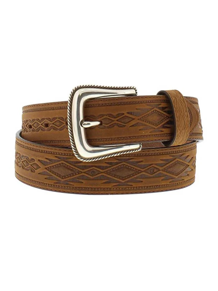 Tony Lama Men - Navajo Blanket Tooled Western Belt (Brown) 1369L