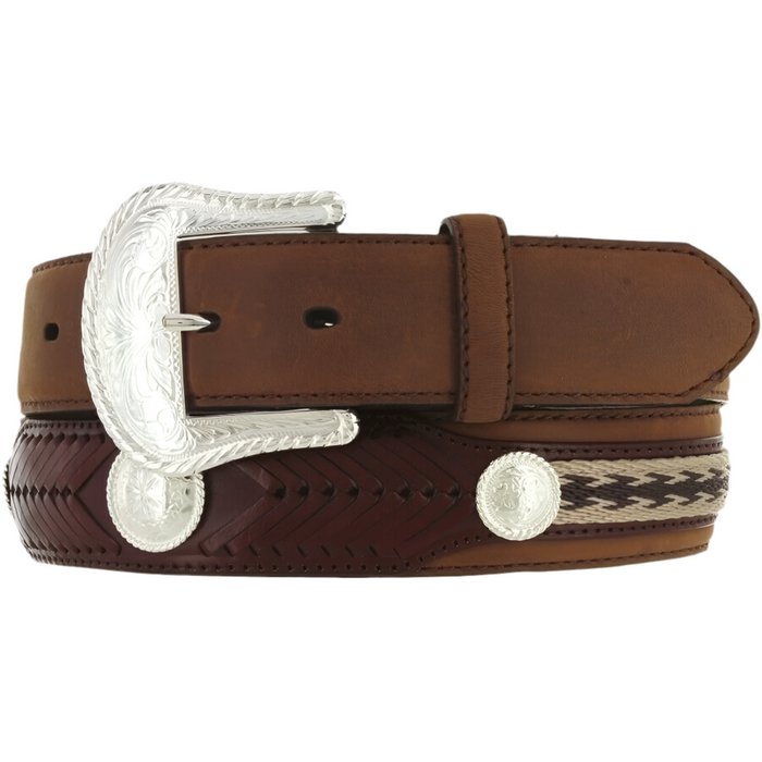 Tony Lama Men - The Duke Center Applique Western Belt (Brown) 7239L