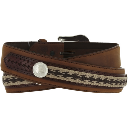 Tony Lama Men - The Duke Center Applique Western Belt (Brown) 7239L