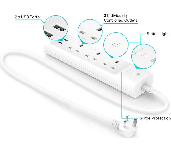 TP-Link Kasa KP303 3-Socket Smart WiFi Extension Lead