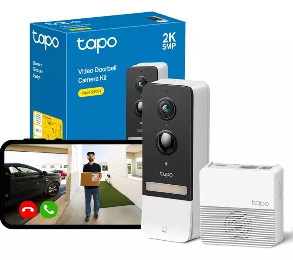 TP-Link Tapo 2K 5 MP WiFi Video Doorbell with Chime | D230S1