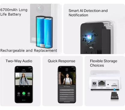 TP-Link Tapo 2K 5 MP WiFi Video Doorbell with Chime | D230S1