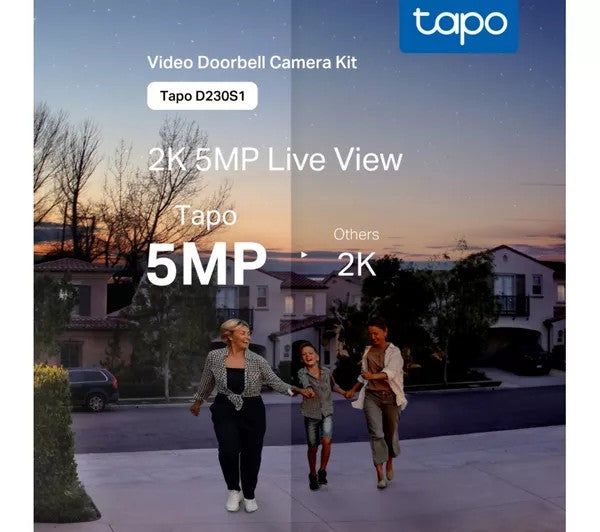 TP-Link Tapo 2K 5 MP WiFi Video Doorbell with Chime | D230S1