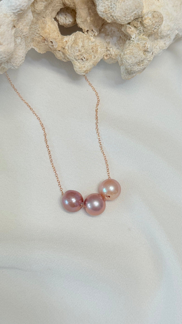 Triple Ombre Pearl necklace - Rose Gold