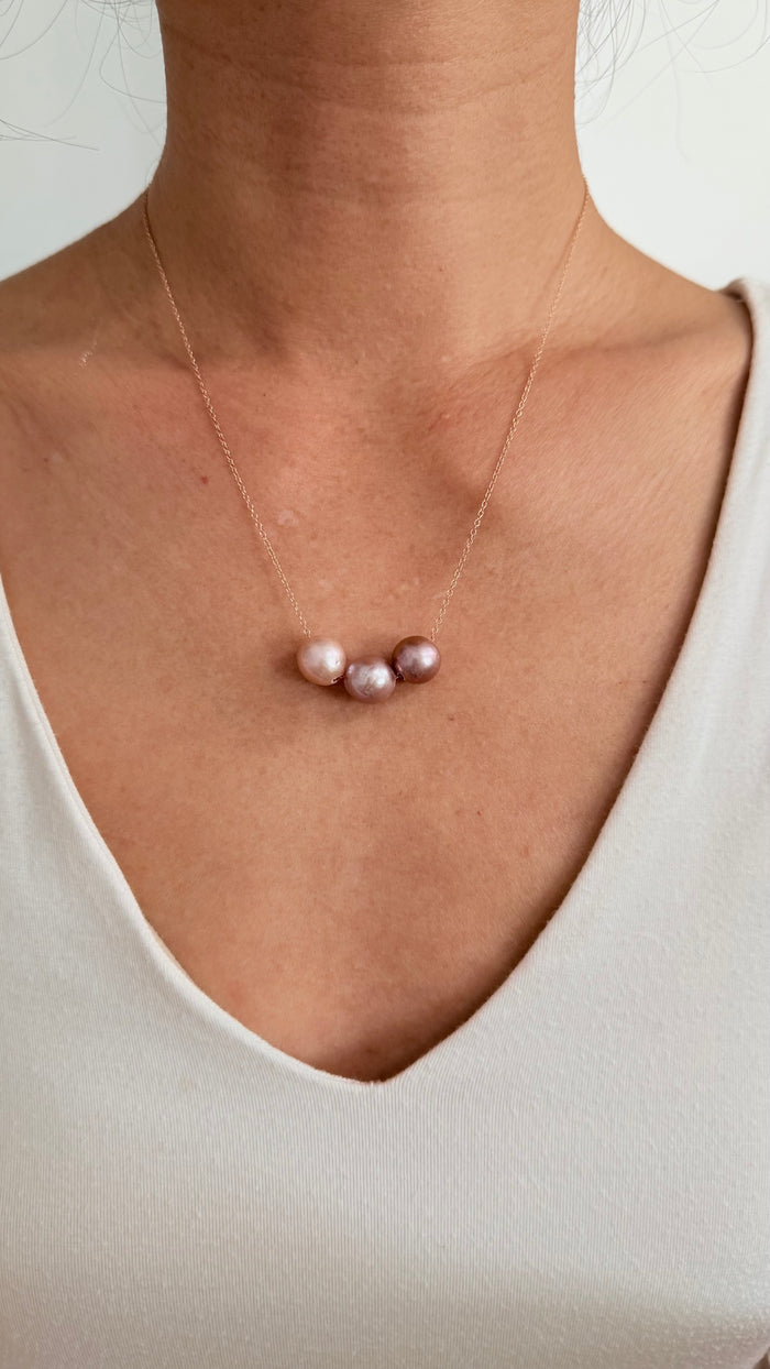 Triple Ombre Pearl necklace - Rose Gold