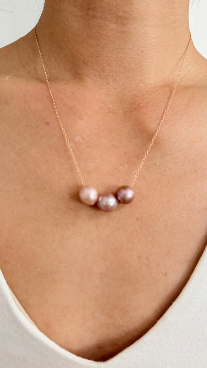 Triple Ombre Pearl necklace - Rose Gold