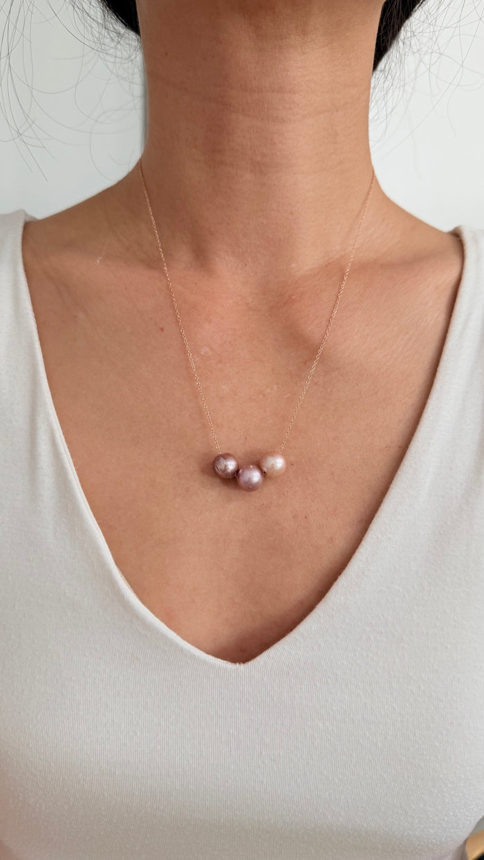 Triple Ombre Pearl necklace - Rose Gold