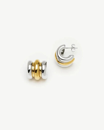 Triple Ridge Oversized Studs | 18ct Gold Plated/Platinum Plated Earrings Missoma