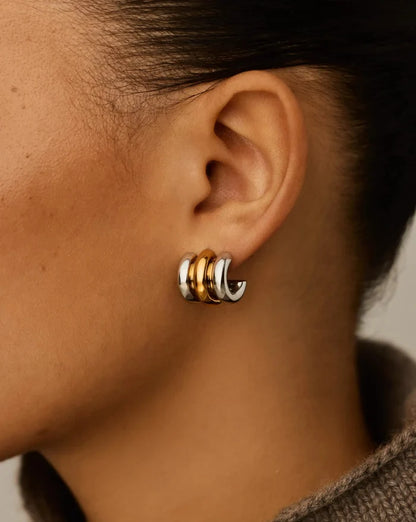 Triple Ridge Oversized Studs | 18ct Gold Plated/Platinum Plated Earrings Missoma