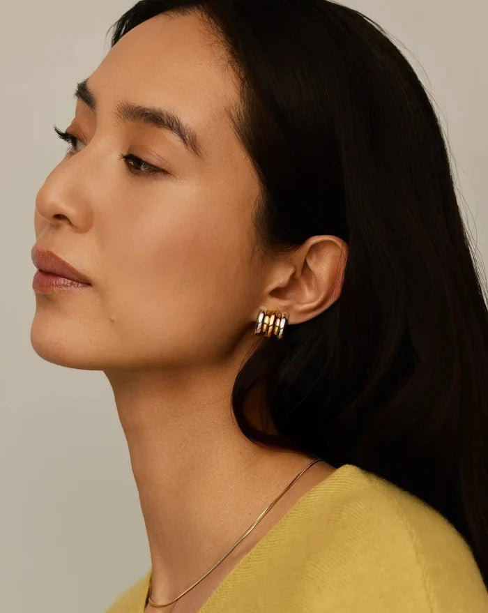 Triple Ridge Oversized Studs | 18ct Gold Plated/Platinum Plated Earrings Missoma