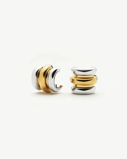 Triple Ridge Oversized Studs | 18ct Gold Plated/Platinum Plated Earrings Missoma