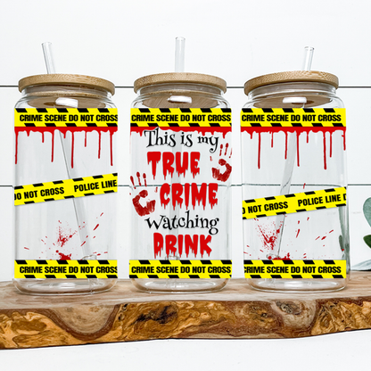 True Crime Watching Latte Glass Can Tumbler