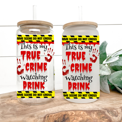 True Crime Watching Latte Glass Can Tumbler