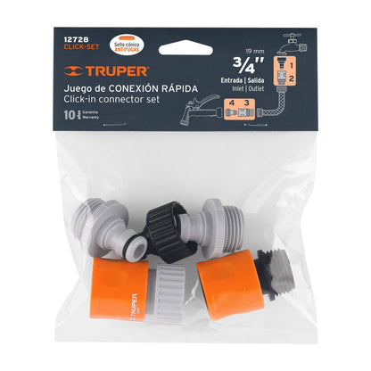 Truper 12728 3/4" Quick Click System Connectors Set 2- 12728 MEGA