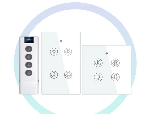 White smart home control devices.