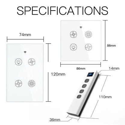 Specifications diagram of a smart home control system.