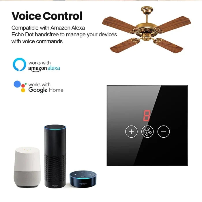 Smart ceiling fan with voice control.