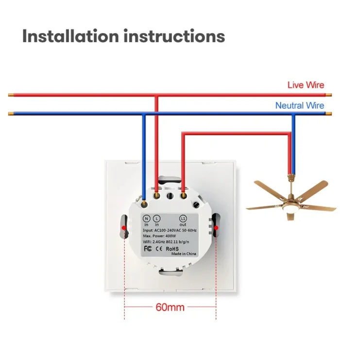 Wiring diagram for a smart switch.